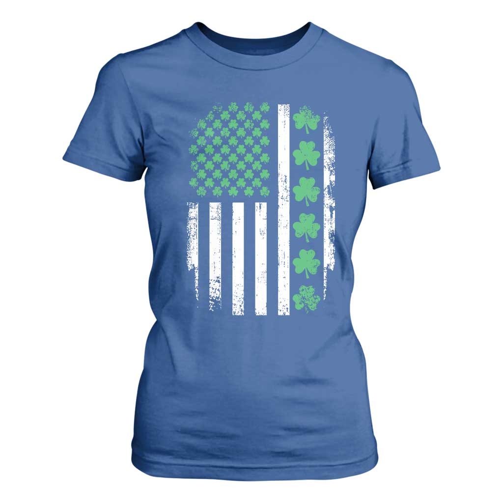 American Shamrock Flag T Shirt For Women Lucky St Patricks Day TS02 Royal Blue Print Your Wear