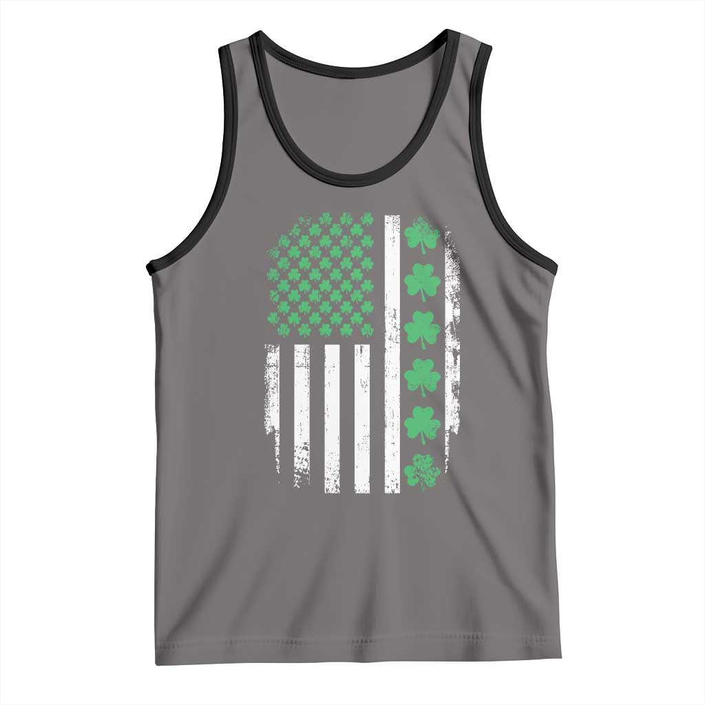 American Shamrock Flag Tank Top Lucky St Patricks Day TS02 Deep Heather Black Print Your Wear