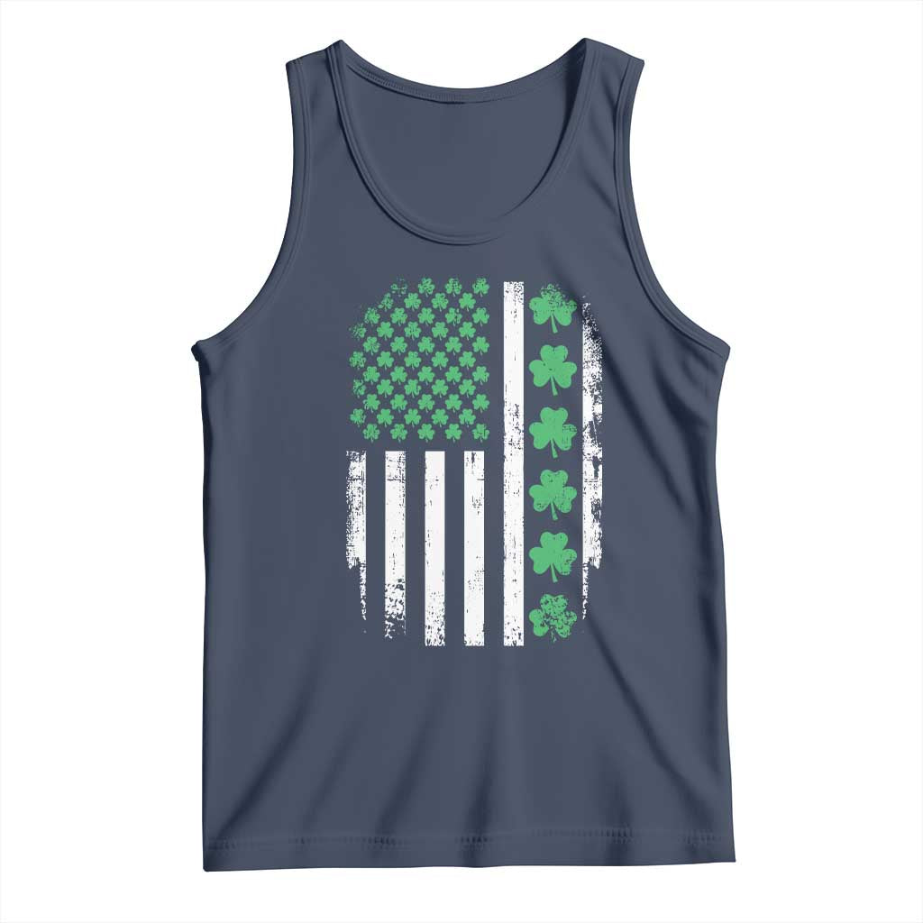 American Shamrock Flag Tank Top Lucky St Patricks Day TS02 Navy Print Your Wear