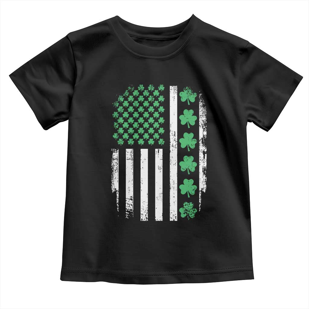 American Shamrock Flag Toddler T Shirt Lucky St Patricks Day TS02 Black Print Your Wear