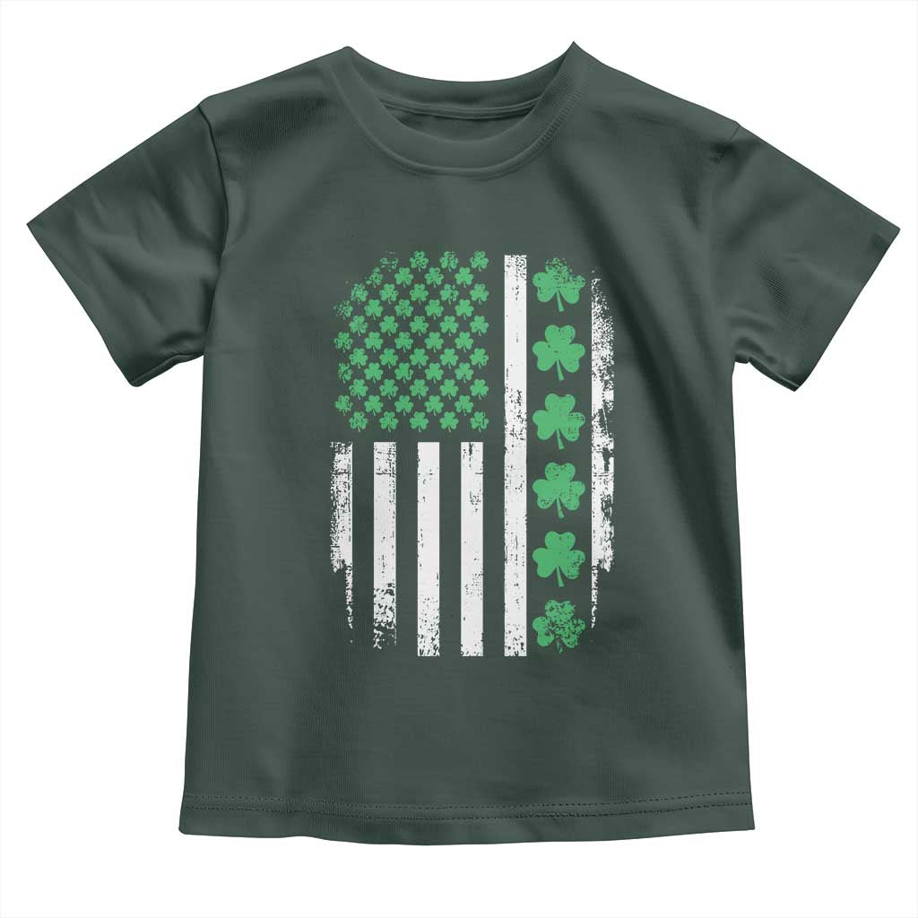 American Shamrock Flag Toddler T Shirt Lucky St Patricks Day TS02 Dark Forest Green Print Your Wear