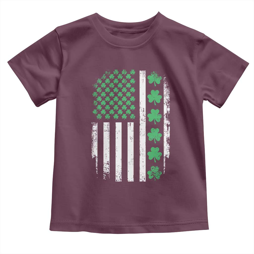 American Shamrock Flag Toddler T Shirt Lucky St Patricks Day TS02 Maroon Print Your Wear