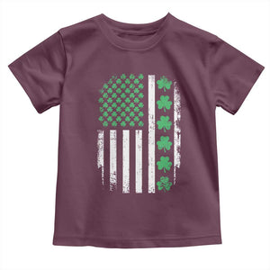American Shamrock Flag Toddler T Shirt Lucky St Patricks Day TS02 Maroon Print Your Wear