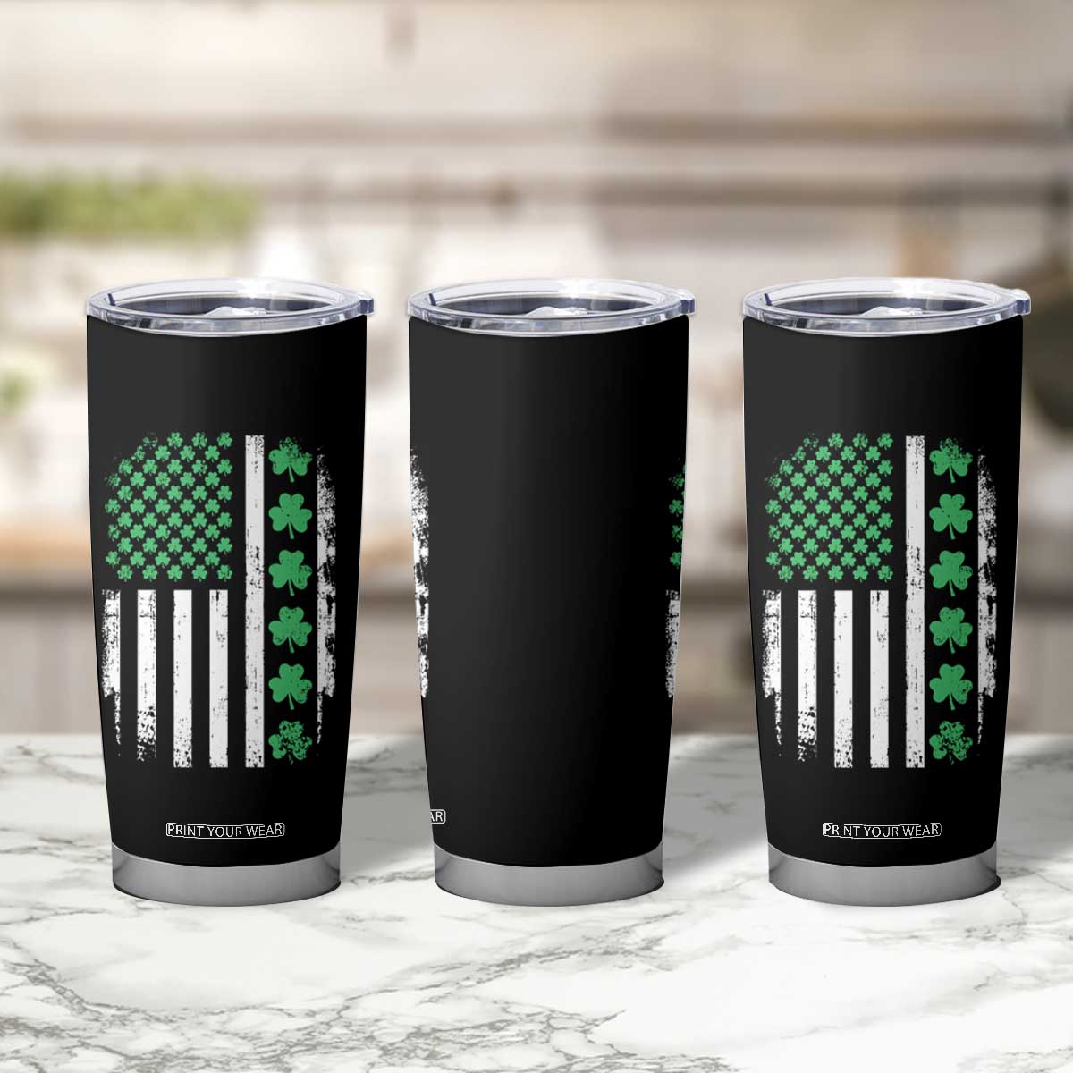 American Shamrock Flag Tumbler Cup Lucky St Patricks Day TS02 Print Your Wear