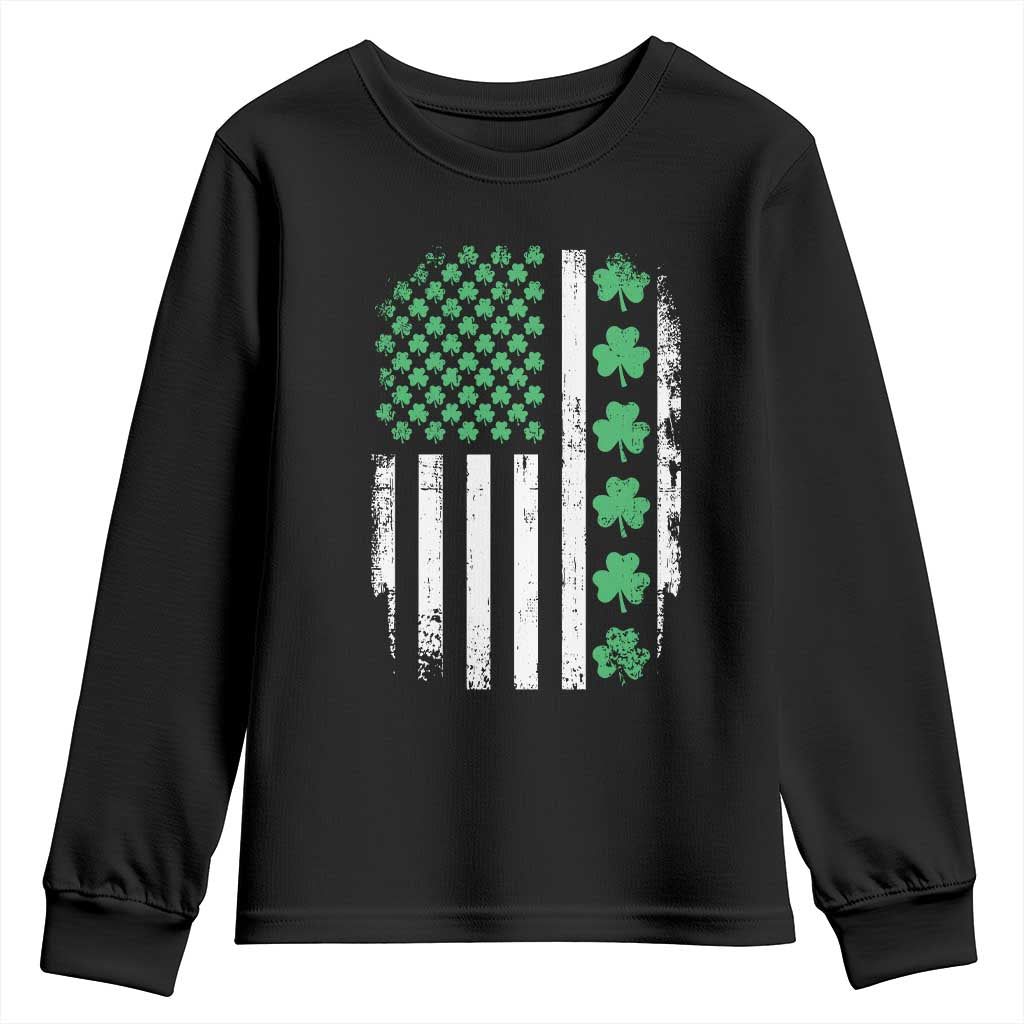 American Shamrock Flag Youth Sweatshirt Lucky St Patricks Day TS02 Black Print Your Wear