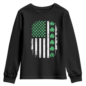 American Shamrock Flag Youth Sweatshirt Lucky St Patricks Day TS02 Black Print Your Wear