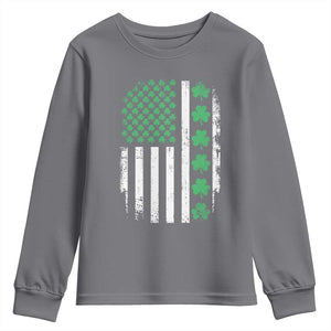 American Shamrock Flag Youth Sweatshirt Lucky St Patricks Day TS02 Charcoal Print Your Wear