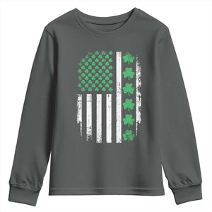 American Shamrock Flag Youth Sweatshirt Lucky St Patricks Day TS02 Dark Heather Print Your Wear