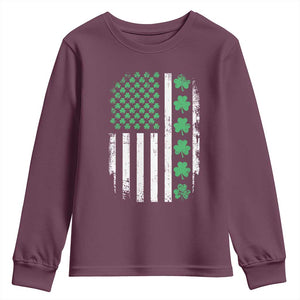 American Shamrock Flag Youth Sweatshirt Lucky St Patricks Day TS02 Maroon Print Your Wear