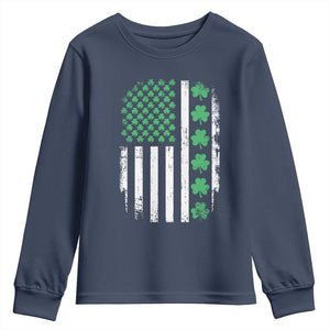 American Shamrock Flag Youth Sweatshirt Lucky St Patricks Day TS02 Navy Print Your Wear