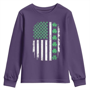 American Shamrock Flag Youth Sweatshirt Lucky St Patricks Day TS02 Purple Print Your Wear