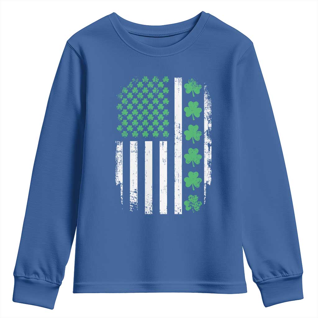 American Shamrock Flag Youth Sweatshirt Lucky St Patricks Day TS02 Royal Blue Print Your Wear