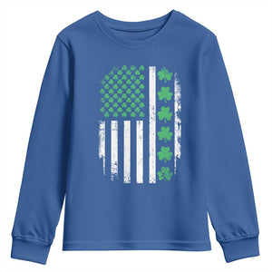 American Shamrock Flag Youth Sweatshirt Lucky St Patricks Day TS02 Royal Blue Print Your Wear