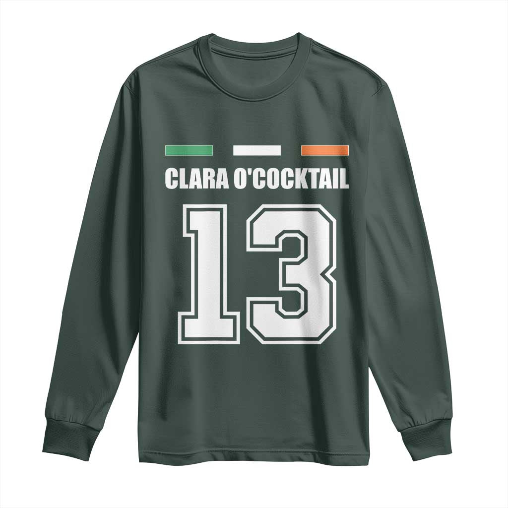 Funny Clara O'cocktail 13 Long Sleeve Shirt Irish Name Ireland Party St. Patricks Day Drinking Pub TS02 Dark Forest Green Print Your Wear