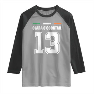 Funny Clara O'cocktail 13 Raglan Shirt Irish Name Ireland Party St. Patricks Day Drinking Pub TS02 Sport Gray Black Print Your Wear