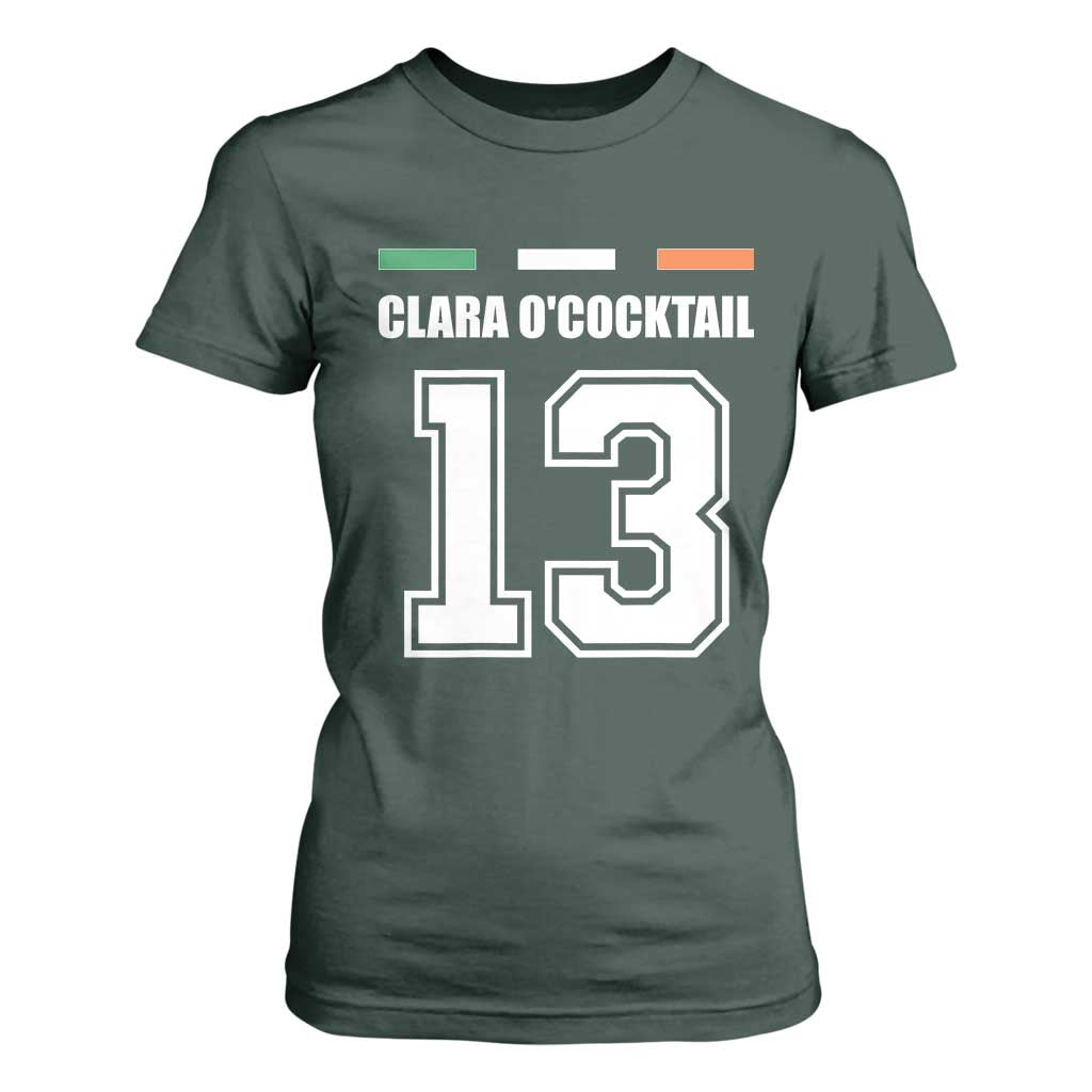 Funny Clara O'cocktail 13 T Shirt For Women Irish Name Ireland Party St. Patricks Day Drinking Pub TS02 Dark Forest Green Print Your Wear