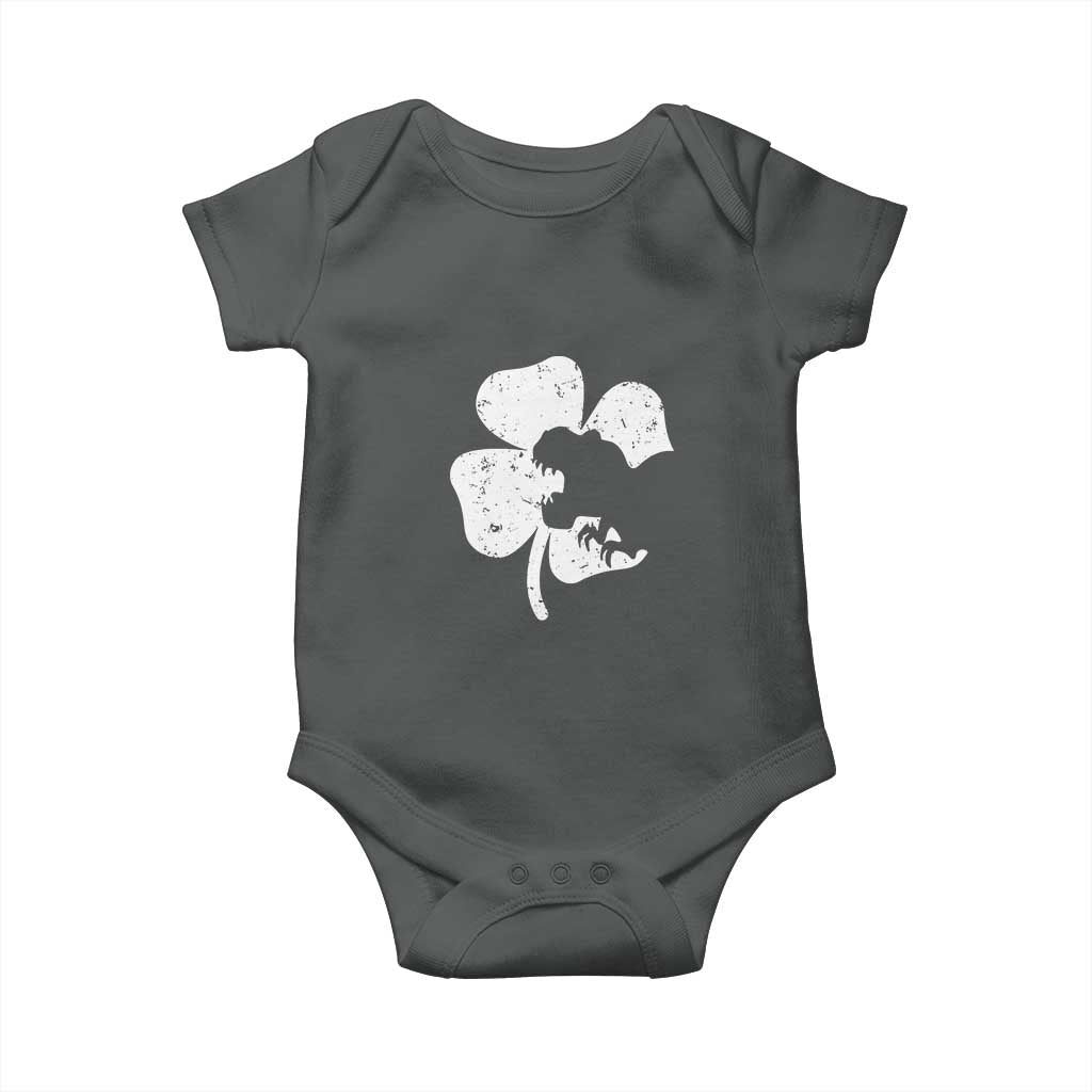 St Patricks Day Dinosaur Rex Baby Onesie Dino in Lucky Shamrock TS02 Dark Heather Print Your Wear
