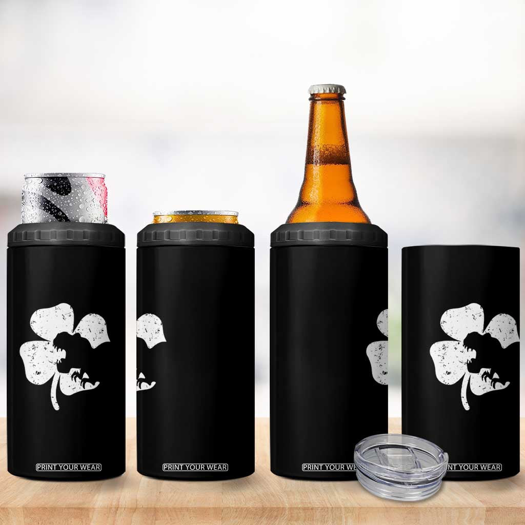 St Patricks Day Dinosaur Rex 4 in 1 Can Cooler Tumbler Dino in Lucky Shamrock TS02 Print Your Wear