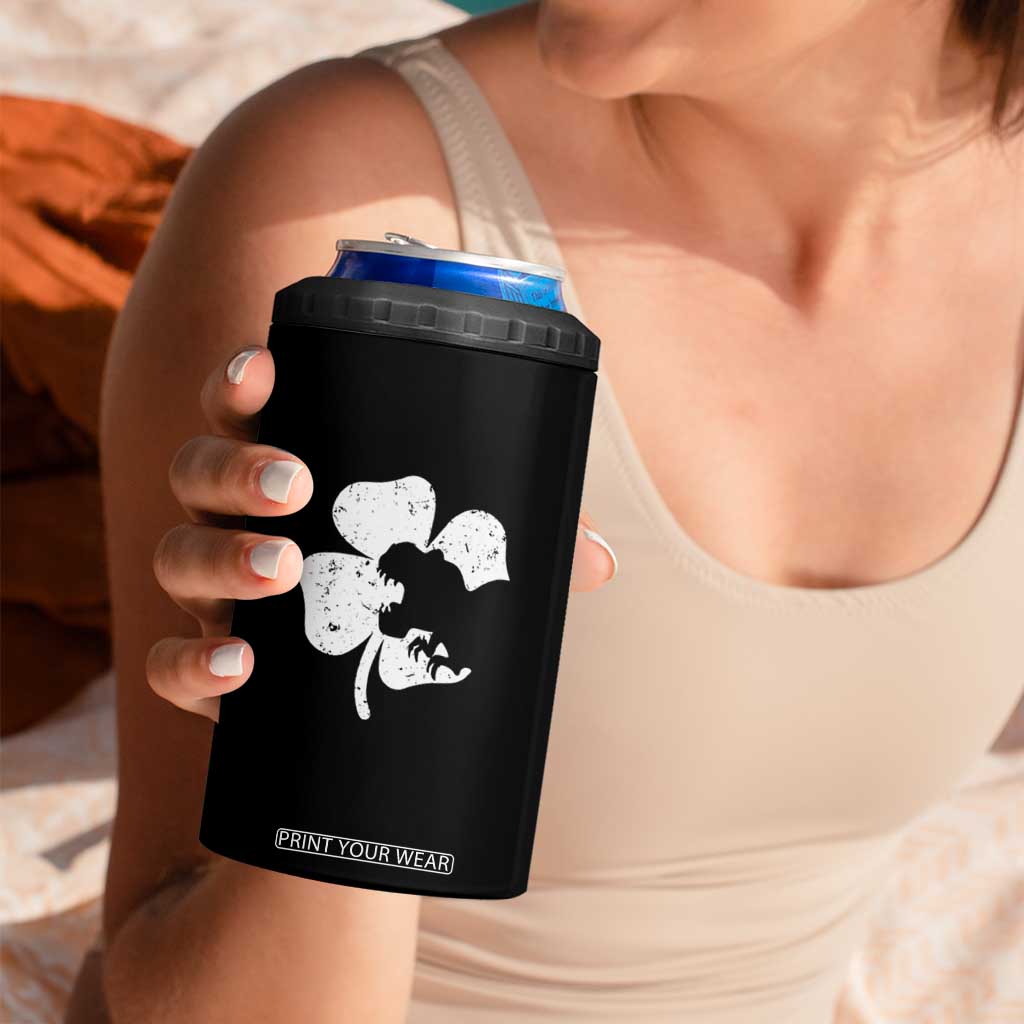 St Patricks Day Dinosaur Rex 4 in 1 Can Cooler Tumbler Dino in Lucky Shamrock TS02 Print Your Wear