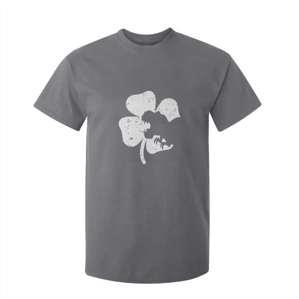 St Patricks Day Dinosaur Rex T Shirt For Kid Dino in Lucky Shamrock TS02 Charcoal Print Your Wear
