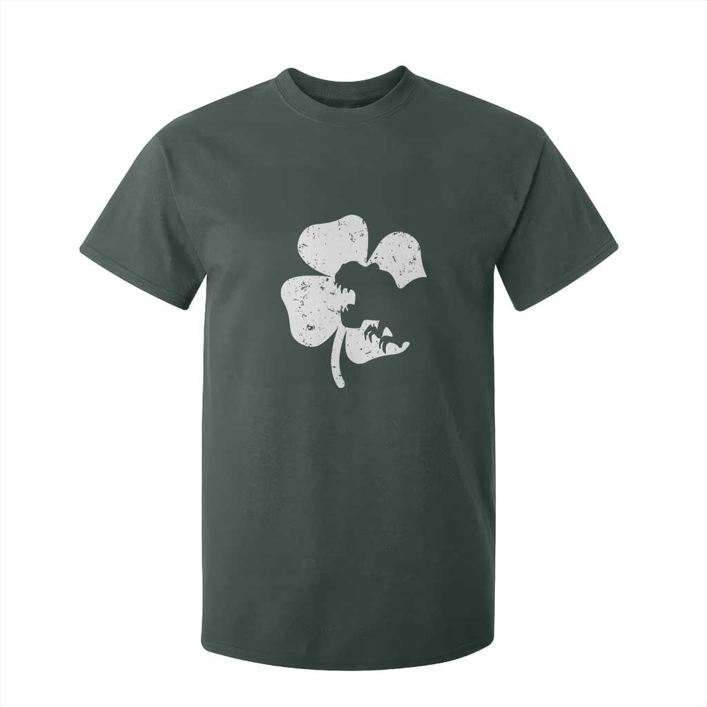 St Patricks Day Dinosaur Rex T Shirt For Kid Dino in Lucky Shamrock TS02 Dark Forest Green Print Your Wear
