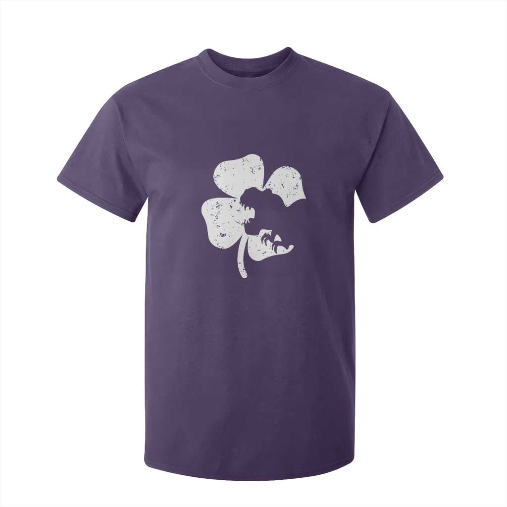St Patricks Day Dinosaur Rex T Shirt For Kid Dino in Lucky Shamrock TS02 Purple Print Your Wear