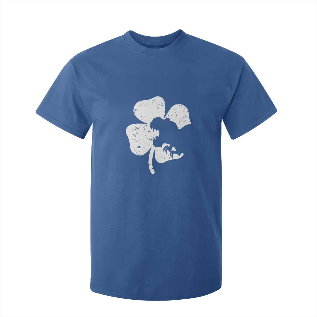 St Patricks Day Dinosaur Rex T Shirt For Kid Dino in Lucky Shamrock TS02 Royal Blue Print Your Wear