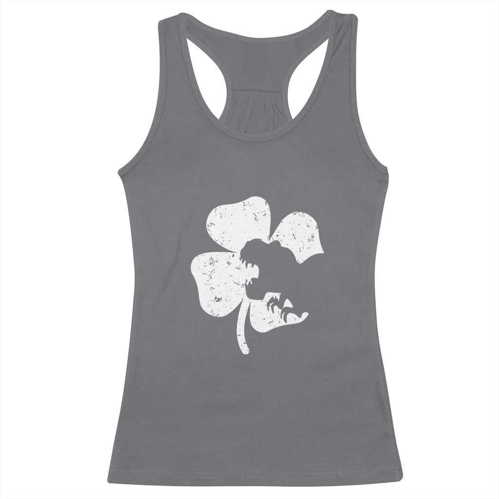 St Patricks Day Dinosaur Rex Racerback Tank Top Dino in Lucky Shamrock TS02 Charcoal Print Your Wear