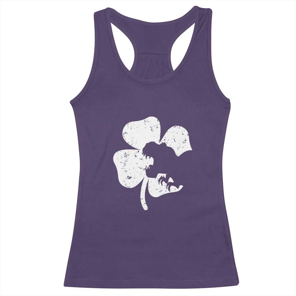 St Patricks Day Dinosaur Rex Racerback Tank Top Dino in Lucky Shamrock TS02 Purple Print Your Wear