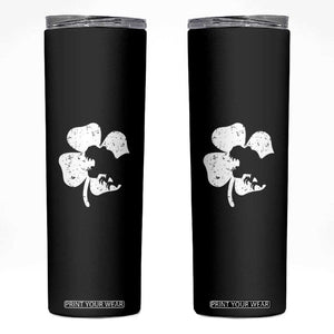 St Patricks Day Dinosaur Rex Skinny Tumbler Dino in Lucky Shamrock TS02 Black Print Your Wear