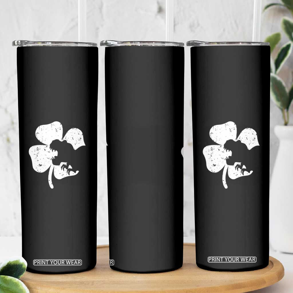 St Patricks Day Dinosaur Rex Skinny Tumbler Dino in Lucky Shamrock TS02 Print Your Wear