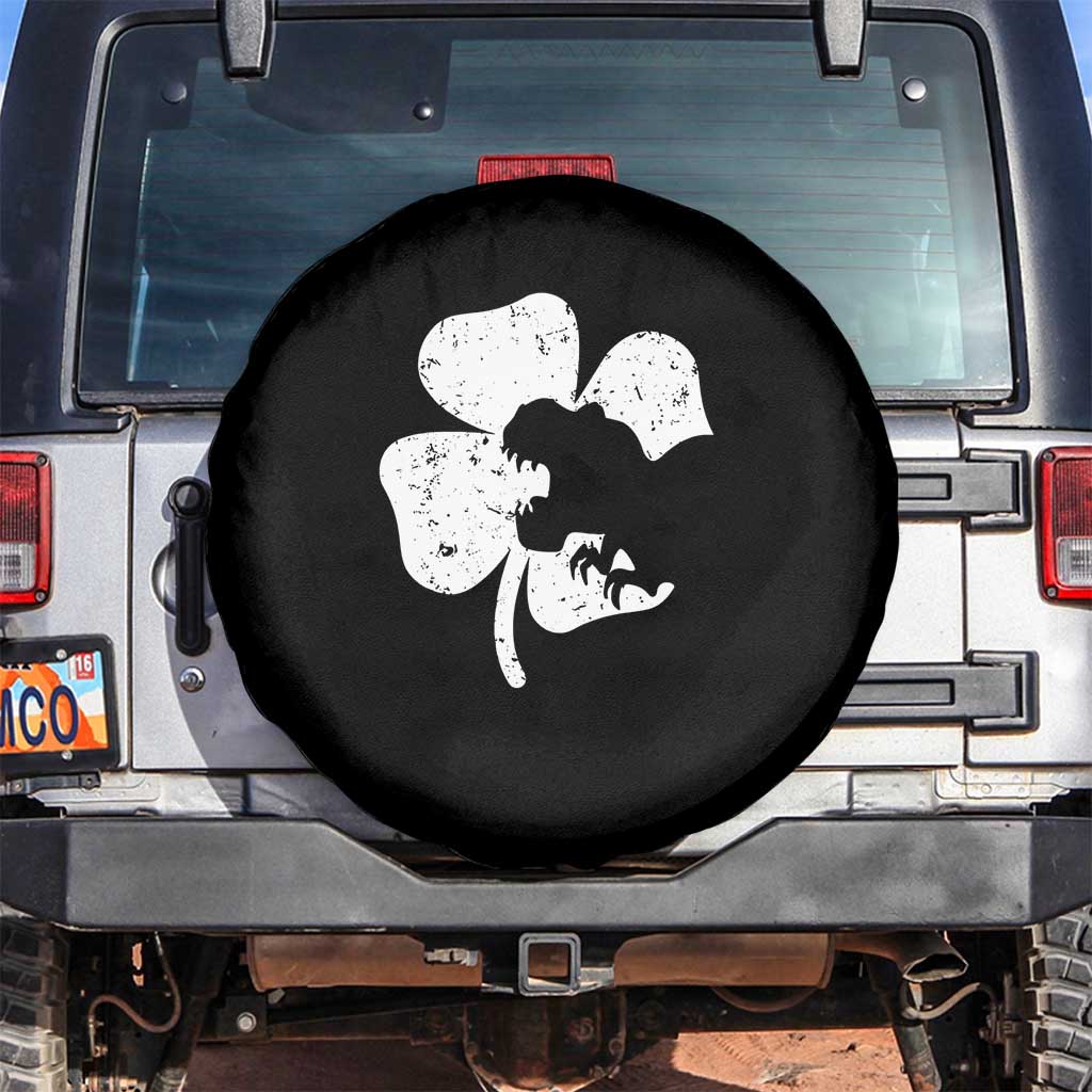 St Patricks Day Dinosaur Rex Spare Tire Cover Dino in Lucky Shamrock TS02 No hole Black Print Your Wear