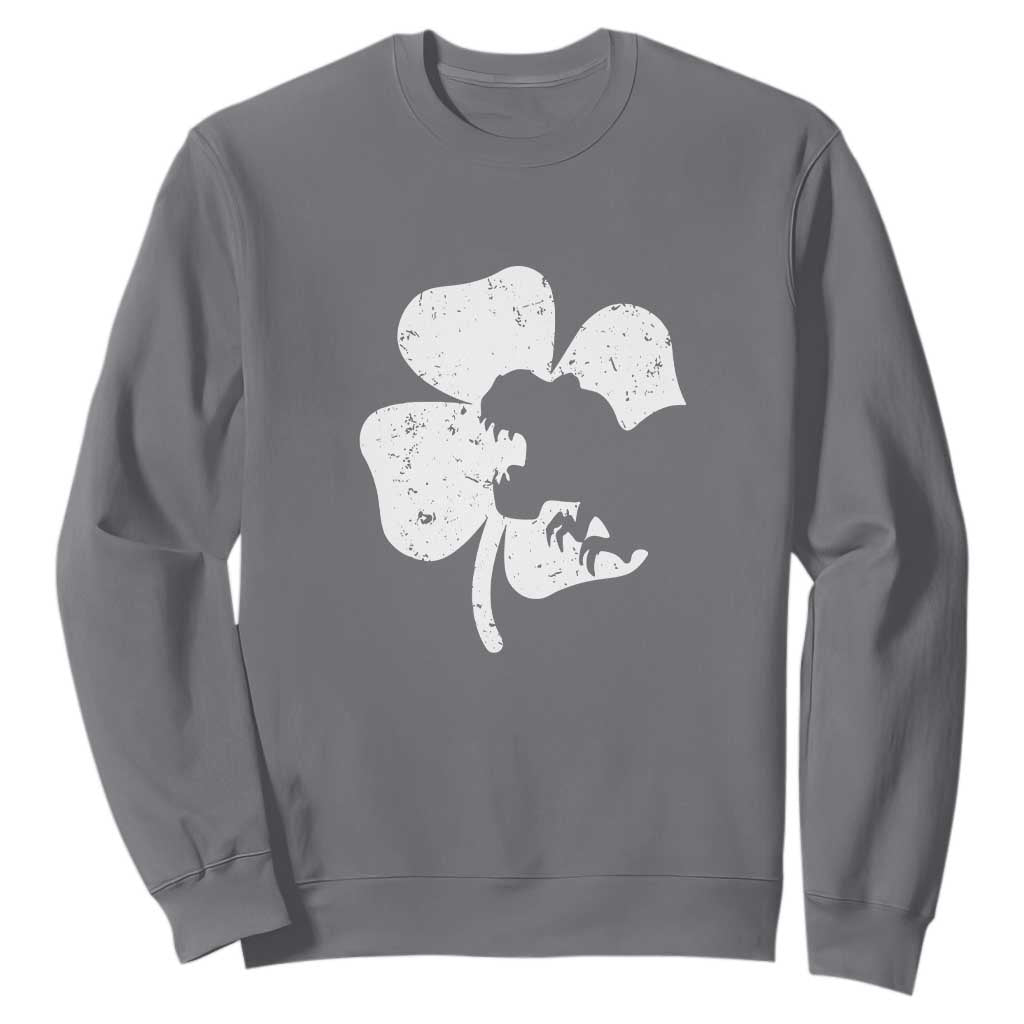 St Patricks Day Dinosaur Rex Sweatshirt Dino in Lucky Shamrock TS02 Charcoal Print Your Wear