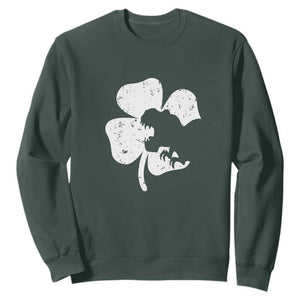 St Patricks Day Dinosaur Rex Sweatshirt Dino in Lucky Shamrock TS02 Dark Forest Green Print Your Wear