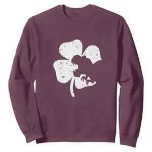 St Patricks Day Dinosaur Rex Sweatshirt Dino in Lucky Shamrock TS02 Maroon Print Your Wear