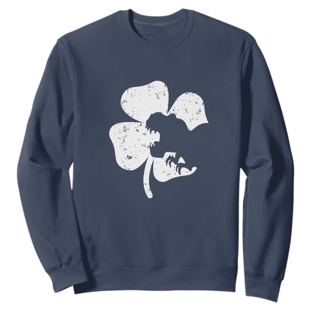 St Patricks Day Dinosaur Rex Sweatshirt Dino in Lucky Shamrock TS02 Navy Print Your Wear