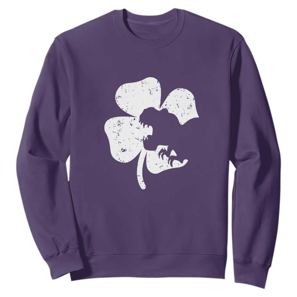 St Patricks Day Dinosaur Rex Sweatshirt Dino in Lucky Shamrock TS02 Purple Print Your Wear