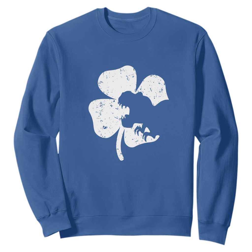 St Patricks Day Dinosaur Rex Sweatshirt Dino in Lucky Shamrock TS02 Royal Blue Print Your Wear