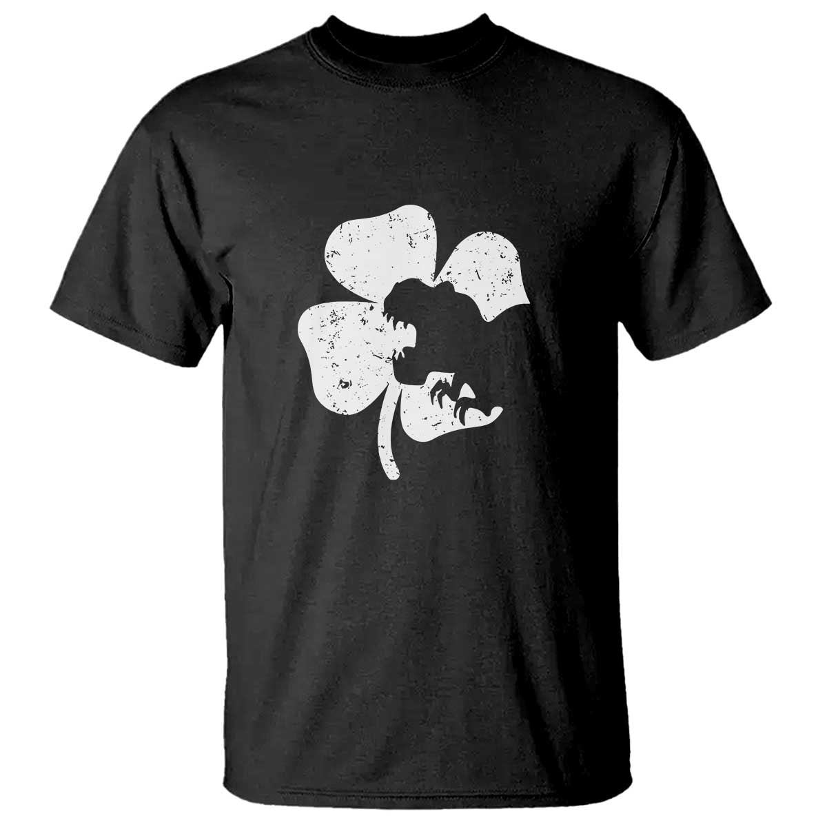 St Patricks Day Dinosaur Rex T Shirt Dino in Lucky Shamrock TS02 Black Print Your Wear