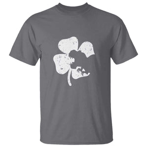 St Patricks Day Dinosaur Rex T Shirt Dino in Lucky Shamrock TS02 Charcoal Print Your Wear