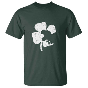 St Patricks Day Dinosaur Rex T Shirt Dino in Lucky Shamrock TS02 Dark Forest Green Print Your Wear