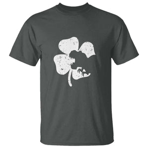 St Patricks Day Dinosaur Rex T Shirt Dino in Lucky Shamrock TS02 Dark Heather Print Your Wear