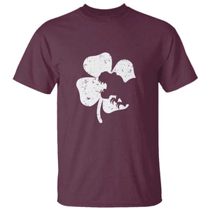 St Patricks Day Dinosaur Rex T Shirt Dino in Lucky Shamrock TS02 Maroon Print Your Wear