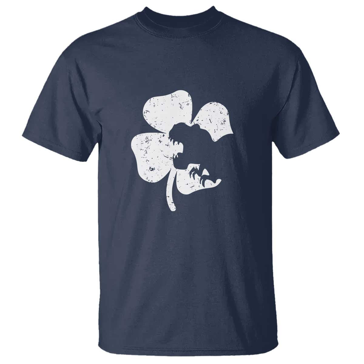 St Patricks Day Dinosaur Rex T Shirt Dino in Lucky Shamrock TS02 Navy Print Your Wear