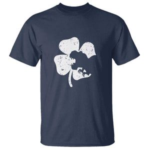 St Patricks Day Dinosaur Rex T Shirt Dino in Lucky Shamrock TS02 Navy Print Your Wear