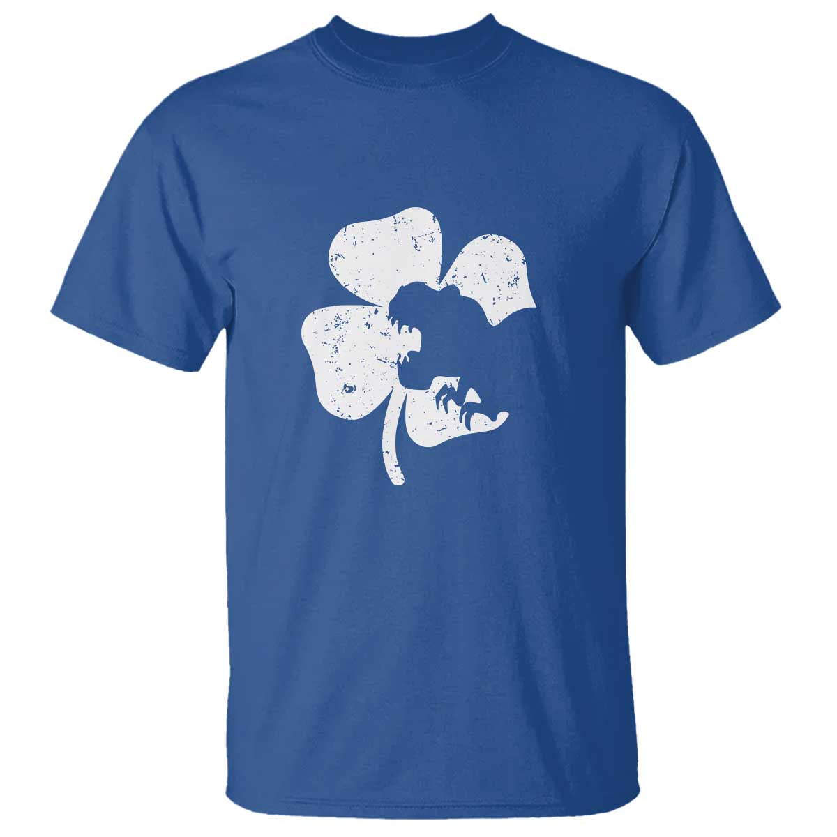 St Patricks Day Dinosaur Rex T Shirt Dino in Lucky Shamrock TS02 Royal Blue Print Your Wear