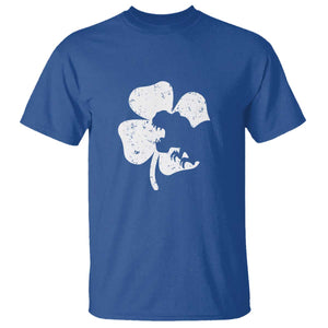 St Patricks Day Dinosaur Rex T Shirt Dino in Lucky Shamrock TS02 Royal Blue Print Your Wear