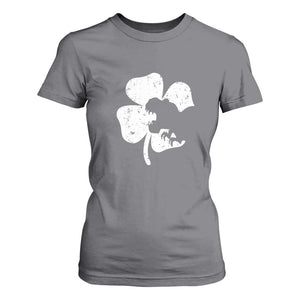 St Patricks Day Dinosaur Rex T Shirt For Women Dino in Lucky Shamrock TS02 Charcoal Print Your Wear