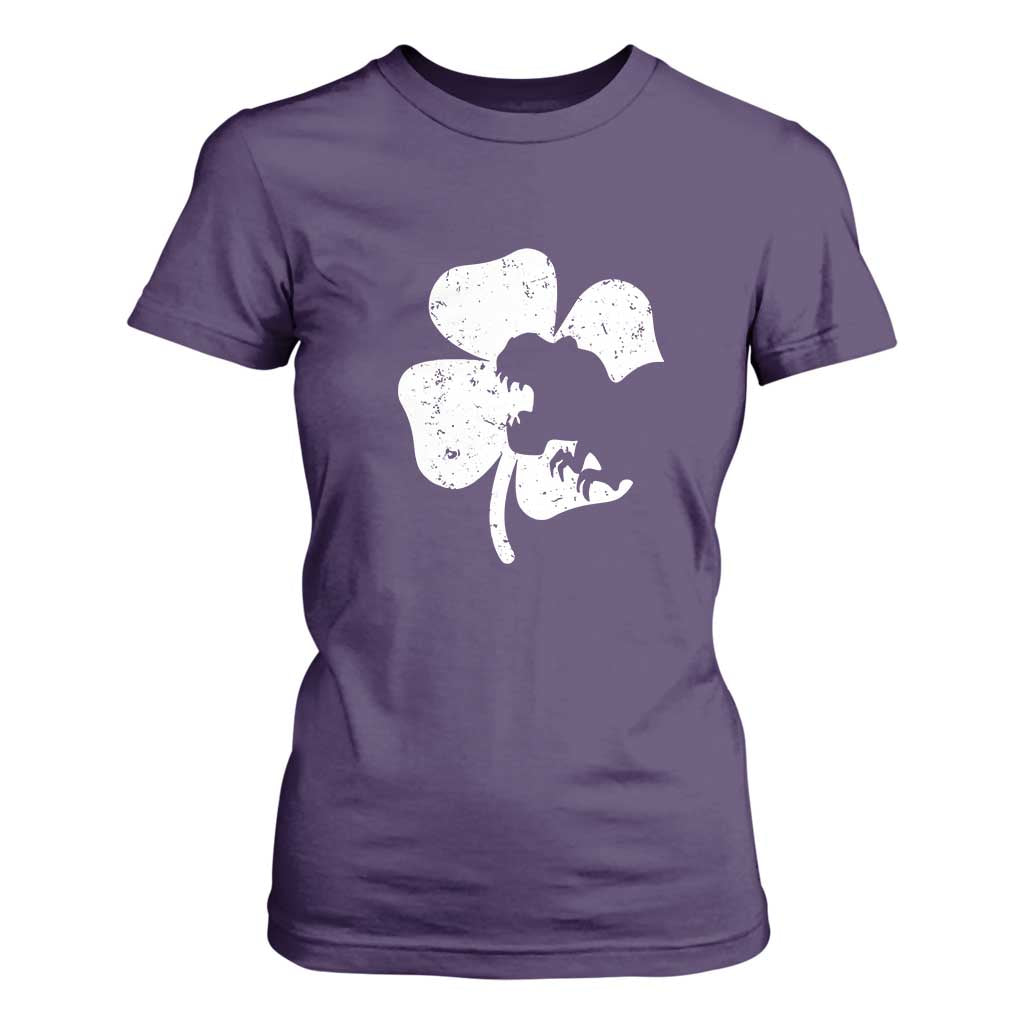 St Patricks Day Dinosaur Rex T Shirt For Women Dino in Lucky Shamrock TS02 Purple Print Your Wear