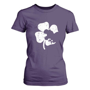 St Patricks Day Dinosaur Rex T Shirt For Women Dino in Lucky Shamrock TS02 Purple Print Your Wear